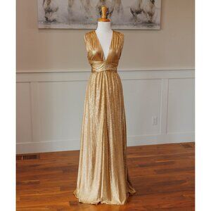 Halston Heritage Sleeveless Copper Gold Gown NWT , Size Large
